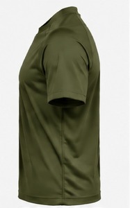 T-shirt décontracté pour homme, vert olive, à manches courtes, séchage rapide, col rond, coupe classique, avec logo imprimé sur le devant - Product Image 3
