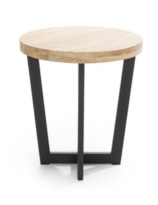 Modern <b>Round</b> <b>Coffee</b> <b>Table</b> Side End <b>Table</b> <b>Wood</b> Top Metal Legs Living Room Accent Furniture - Product Image 2