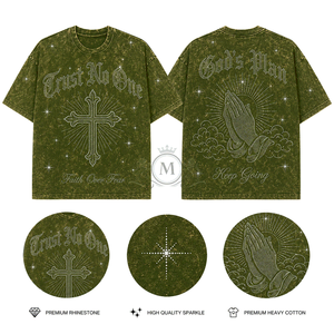 เสื้อยืดผู้ชายปักลายเพชรด้านหน้าแบบกำหนดเอง - ผ้าคอตตอนหนา 100% พิมพ์ลายกลิตเตอร์ ผ้าซาติน ระบายอากาศได้ดี แฟชั่นลำลอง - Product Image 3
