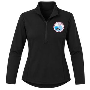 Jack and Jill Women <b>Black</b> Quarter Zip Pullover <b>Long</b> Sleeve Stand Collar Lightweight Performance Casual Activewear <b>Top</b> - Product Image 1