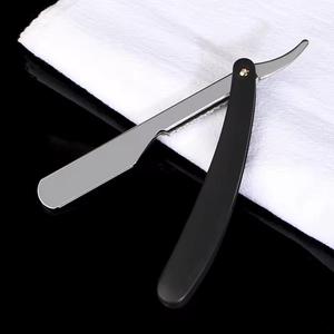 Cuchilla de afeitar plegable con mango de plástico y hoja de acero inoxidable para hombres, uso en barbería, diseño de una sola hoja - Product Image 1