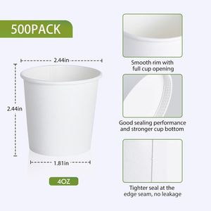 Confezione da 500 Bicchieri di Carta Bianchi Usa e Getta da 4 oz per Feste, Picnic e Viaggi - Product Image 2