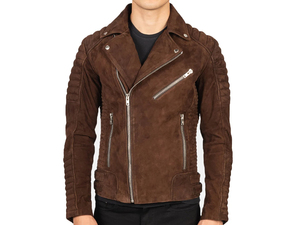 <b>Men</b> Genuine <b>Suede</b> Leather Biker <b>Jacket</b> Custom Motorcycle Vintage Western Eco-Friendly Waterproof Windproof STREETWEAR - Product Image 2