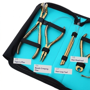 Kit d'accessoires premium pour extensions capillaires : Pince d'installation micro-anneaux, Enfileur de boucles, Aiguille à crochet, Clips pour extensions à bandes adhésives - Product Image 3