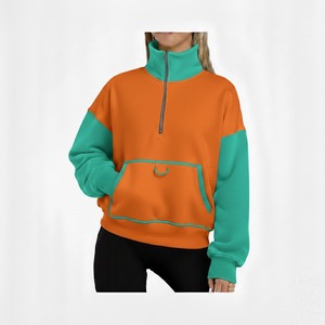 Sweat-shirt polaire demi-zippé pour femme, col montant, coupe classique, imprimé Academy bleu, haute qualité, décontracté, pour l'automne - Product Image 6