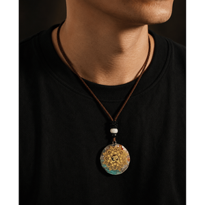 Om Mandala 24K Gold Plated Om Symbol Necklace with Pearl Accent and 30-Inch Adjustable <b>Rope</b> <b>Chain</b> for Men - Product Image 1