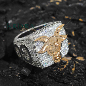 Anillo de Diamantes Plateado en Oro Blanco de 925 para Hombre con Cabeza de Toro, Estilo Sello, Corte Brillante Redondo, Diamantes Cultivados en Laboratorio, Joyería de Regalo - Product Image 3