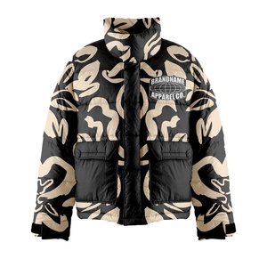 Veste matelassée unisexe de qualité supérieure, multi-imprimée, col montant, coupe ample, style streetwear, chaude pour l'hiver, fermeture éclair. - Product Image 5