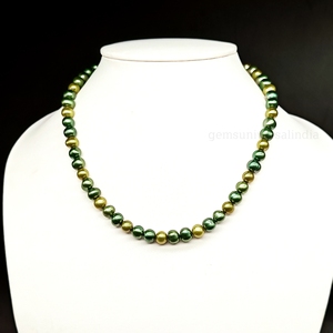 Collier ras-de-cou délicat en perles d'eau douce vertes naturelles, bijoux pour femmes et unisexe, perles en vrac, prix de gros, fournisseur en gros - Product Image 2
