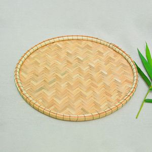 Bandeja Redonda de Bambú Hecha a Mano, Bandeja de Bambú Tejida Natural para el Hogar, Cocina, Buffet, Restaurante y Uso Decorativo - Product Image 5