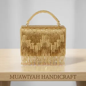 Sac à main de haute qualité avec franges dorées pour femmes, style bohème, sac à main décontracté pour soirée, pochette de soirée, utilisation pour mariage et fête - Product Image 6
