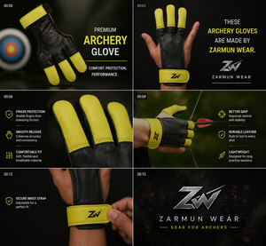 Gants en cuir personnalisés de haute qualité avec logo pour le tir à l'arc, antidérapants, protection des mains pour les sports de plein air - Product Image 1