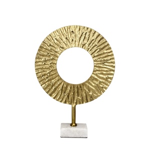 Trendy Gold Aluminum Sculpture Modern Figure Abstract Geometric Artistic Eco-Friendly Handmade Durable Tabletop <b>Decor</b> for Living - Product Image 1