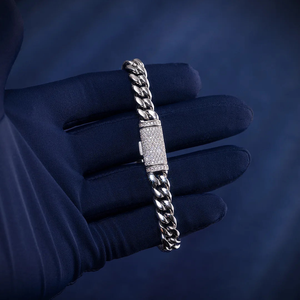 Bijoux personnalisés pour hommes Jewel Art, collier Miami Cuban Link en argent sterling 925 plaqué or 18 carats, fermoir glacé, diamants Moissanite, style Hip Hop - Product Image 1