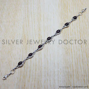 Pulsera de Granate con Plata de Ley 925, Joyería Hecha a Mano, Pulsera Fina de Plata al por Mayor - Product Image 2