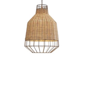 Lampe suspendue artisanale en rotin écologique, abat-jour tissé, luminaire bohème pour chambre à coucher ou hôtel - Product Image 1