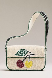 Sac à main floral ouvert fait main avec perles de rocaille, sac à main floral blanc crème, sac à main à motif floral violet - Product Image 6