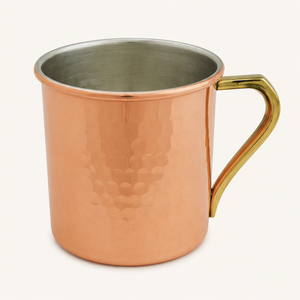 Mug à Moscow Mule en cuivre pur artisanal, design martelé traditionnel avec poignée en laiton massif, vaisselle pour cocktails et bière - Product Image 5