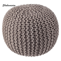 Abordable nouvelle collection de coton macramé rond pouf repose-pieds fait à la main Crochet pouf osseux incrustation Console sur pas cher prix