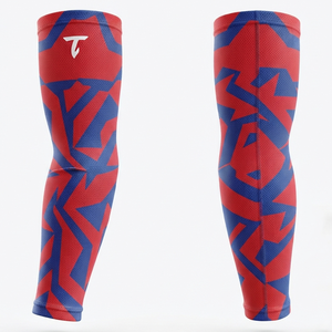 TAISON SPORTS Premium Polyester Spandex <b>Arm</b> <b>Sleeve</b> 200 GSM Breathable Stretch <b>Compression</b> Quick Dry Red Blue Digital Print - Product Image 1