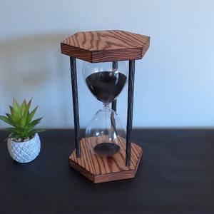 Magnifique Sablier Décoratif Noir Art Déco Grand Format 60 Minutes en Verre Borosilicate Fait Main Sablé pour la Décoration Intérieure - Product Image 5