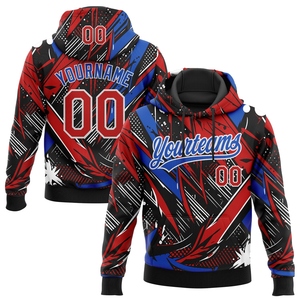 Wholesale OMMIZ INDUSTRY Custom Stitched Graffiti Pattern Red <b>Thunder</b> Blue-White Abstract Splatter Pullover Sweatshirt Hoodie - Product Image 1