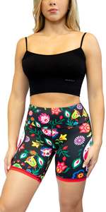 Pantalones Cortos Deportivos de Cintura Baja para Mujer, con Estampado Floral, Tejidos en Spandex, Ajuste Regular, Cintura Elástica con Cordón, Secado Rápido - Product Image 1