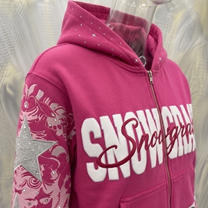 Sudadera con Capucha Snow Grace, 100% Algodón, Corte Holgado, Estampado de Letras en la Parte Delantera, Manga Larga, Estilo Casual de Invierno para Hombre - Product Image 2