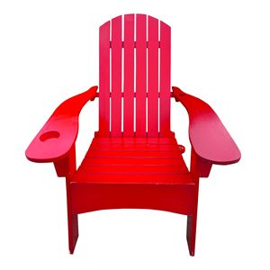 Chaise Adirondack rouge avec porte-parasol, meubles en bois pour l'extérieur ou l'intérieur - Product Image 3