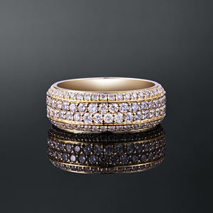 Bague Éternité AMBER JEWELS Plaqué Or 18K Diamant Certifié IGI Sertissage Pavé Pierre Naturelle Bijoux Glamour Mariage Unisexe - Product Image 1