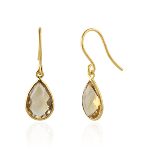 Handmade classic earrings gold plated 925 sterling silver blue topaz gemstone bezel set drop earring for women for parties <b>gift</b> - Product Image 6