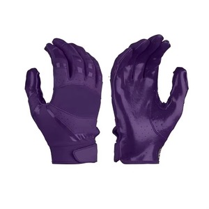 Gants de football américain pour hommes, respirants, légers, confortables, doux, imprimés sur mesure, couleur violette, avec crochet - Product Image 1