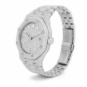 Luxury High Quality Full Iced Out Moissanite Watch Stainless Steel Alloy Case Square Design Pave Dial Unisex Quartz Watch Date - Product Image 2