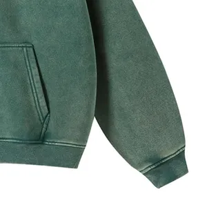 Sweat-shirt à capuche zippé vert pour homme, coupe oversize, couleur unie, décontracté, en polaire, avec poche avant, collection automne 2027 - Product Image 5