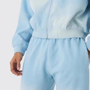 Acid Wash Sweat Suit Top Quality Sun Faded Tracksuit Hooded & <b>Trouser</b> 100% Cotton Baggy Look Unisex Tracksuit Set - Product Image 5