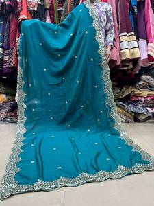 Burgundy Crinkled Silk Dupatta with Gold Border Elegant Traditional Indian Pakistani Women <b>Wedding</b> Party Diwali Wear - Product Image 6
