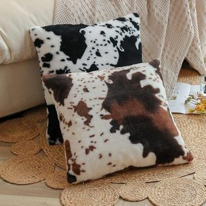 Housse de coussin en fausse fourrure à imprimé vache, motif animalier carré, décoration d'intérieur, style nordique, lavable - Product Image 6