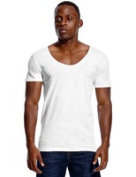 T-shirt pour homme à col en V profond et large, coupe ajustée, manches courtes, sous-vêtement invisible, style mode
