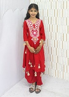 Ensemble de vêtements traditionnels pour filles, en pur coton doux, Salwar Kameez, pour mariage et fête, avec broderie multi-fils et travail miroir, séchage rapide