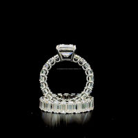 Bague de fiançailles de luxe taille émeraude Moissanite diamant 925 bague de mariage en argent ensemble pour les Couples