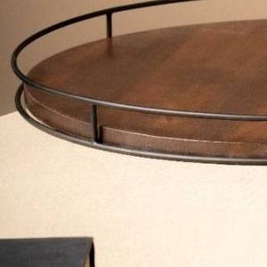 Wholesale Luxury Round Walnut Dining Tray Bulk Hotel Restaurant Serving Platter Elegant Black Metal Frame Tableware - Product Image 4