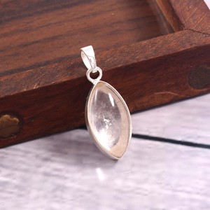 925 Sterling Silver Rose Quartz Bezel Set Pendentif Marquise Forme Rhodium Plaqué Or Sans Nickel Sans Plomb Fine Charms - Product Image 2