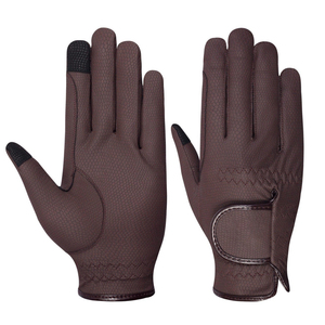 Leather Full <b>Finger</b> Riding Gloves Adjustable Wrist <b>Strap</b> Outdoor Summer Use Unisex Waterproof Touchscreen Compatible - Product Image 1