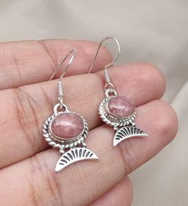 Pendientes Colgantes de Rodocrosita en Plata de Ley 925, Certificados por IGI, Joyería Boho Curativa para Bodas y Fiestas - Product Image 3