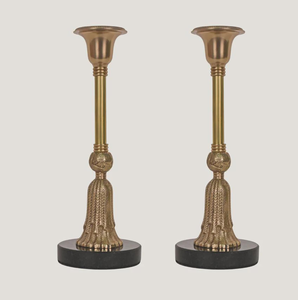 Portavelas Cónicos de Latón Dorado Modernos y Elegantes, Minimalistas, Hechos a Mano, Duraderos, para Salas de Estar Contemporáneas, Juego de 2 - Product Image 1