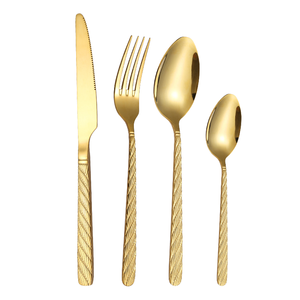 Juego de Cubiertos de Lujo en Oro, Cuchara, Tenedor y Cuchillo de Acero Inoxidable con Acabado Espejo, Aptos para Lavavajillas, Diseño Europeo, para Bodas, Catering y Hoteles - Product Image 6