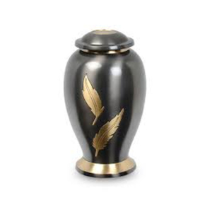 Matt brown color brass material cremation <b>urn</b> <b>large</b> size with wheat engraved finished memorial container jar for adult ashes - Product Image 6