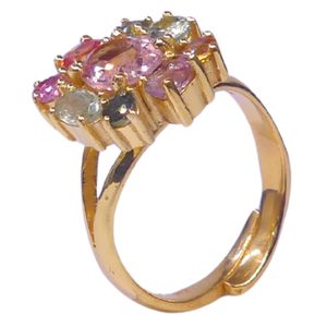 Wedding Wear 925 Sterling Silver Gold Plated Jewelry Multui Tourmaline Gemstone Women Wear Classic <b>Ring</b> - Product Image 1