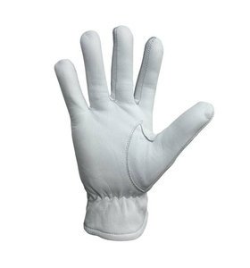 Guantes Masónicos de Cuero Blanco Genuino con Logotipo Personalizado, Bordado de Compás y Escuadra, Venta al por Mayor de Regalia Masónica - Product Image 2