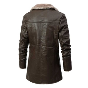 Winter Long Thick PU Leather <b>Jacket</b> Streetwear Casual Business Coat Warm Outerwear with Pockets Stylish Men's Leather <b>Jackets</b> - Product Image 4